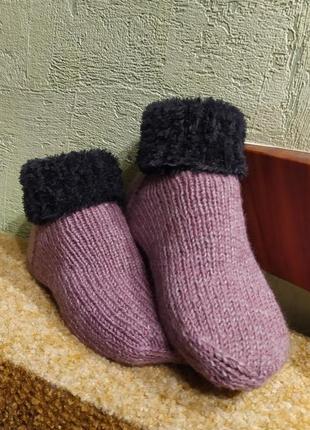 Шкарпетки в'язані,ручна робота. колір — сіро-рожевий.женський