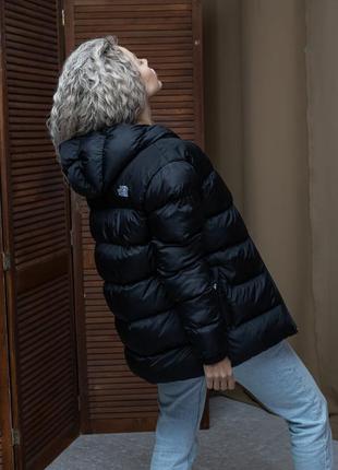 Пуховик женский зимний the north face дутая до -25°с черная куртка женская теплая с капюшоном8 фото