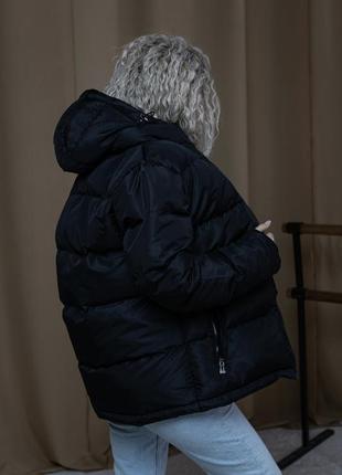 Пуховик женский зимний the north face дутая до -25°с черная куртка женская теплая с капюшоном3 фото