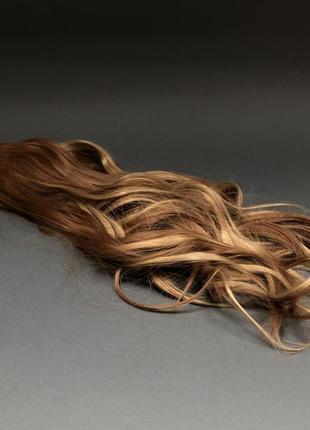 Волосся світло-каштанове мікс із вибіленими пасмами 45 см2 фото