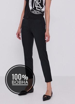 Черные классические шерстяные укороченные брюки брюки