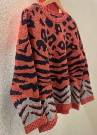 Теплый свитер с животным принтом &lt;unk&gt; леопардовый &lt;unk&gt; тигровый1 фото