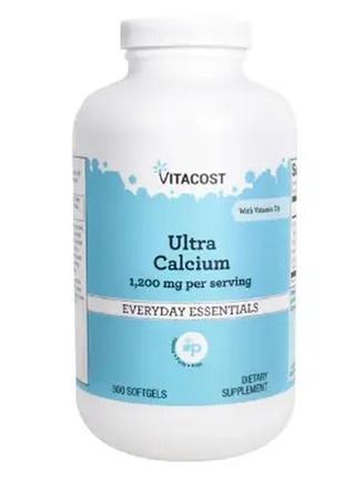 Кальций с витамином d3, vitacost, ultra calcium with vitamin d3, 1200 мг, 300 капсул