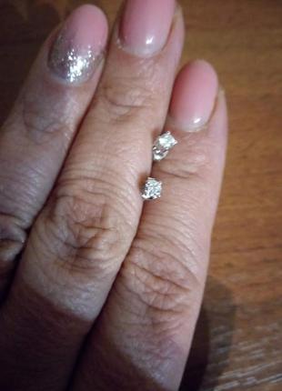 Серебряные серьги с бриллиантами муассанитами7 фото