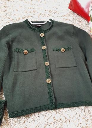 Шикарный шерстяной жакет/,пиджак в зелёном цвете, kookai/франция,  р. 36-387 фото