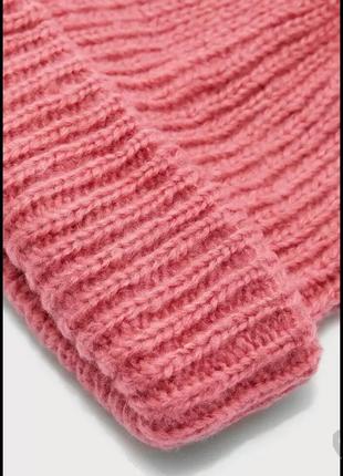 Новая теплая женская шапка topshop 🌙 casual pom ribbed beanie pink4 фото