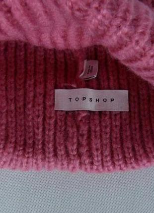 Новая теплая женская шапка topshop 🌙 casual pom ribbed beanie pink7 фото