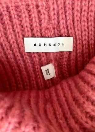 Новая теплая женская шапка topshop 🌙 casual pom ribbed beanie pink9 фото