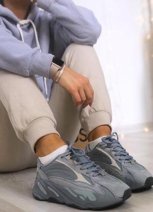 Стильные унисекс кроссовки adidas yeezy 700 в синем цвете (весна-лето-осень)😍5 фото