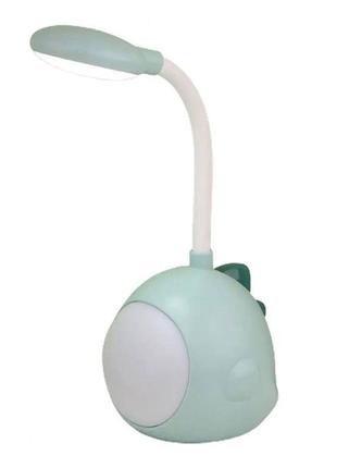 Настольный светильник детский 2 режима (холодный/теплый свет) usb зарядка 25.5х8.5х9 см зеленый