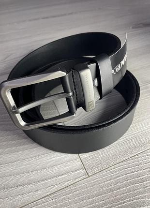 Чоловічий чорний шкіряний ремінь armani