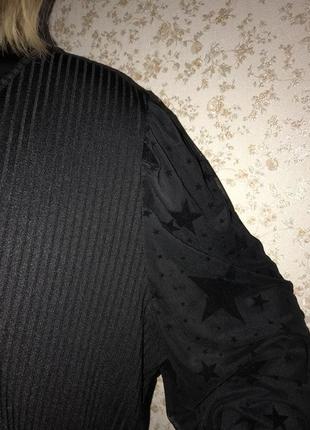 Гарна чорна блуза з об’ємними прозорими рукавами батал5 фото