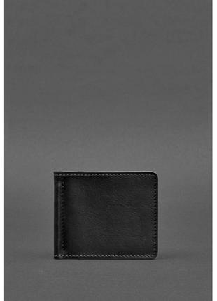 Чоловіче шкіряне портмоне чорне краст 1.0 затискач для грошей