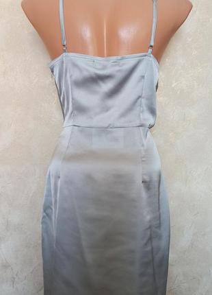 Эксклюзивное серебряное атласное мини-платье missguided #розвантажуюсь3 фото