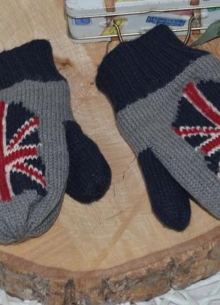 4 - 6 лет м/l фирменные вязаные варежки перчатки с флисом детские с орнаментом геп gap