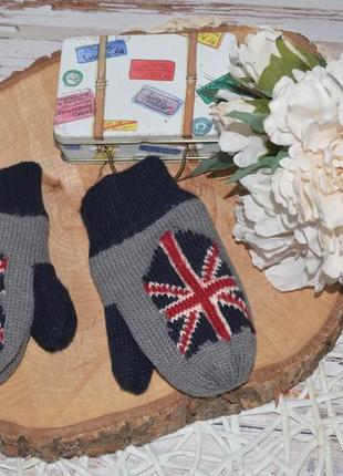 4 - 6 лет м/l фирменные вязаные варежки перчатки с флисом детские с орнаментом геп gap