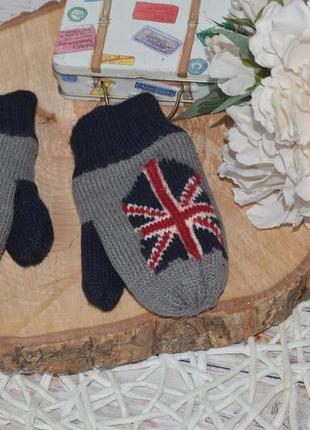 4 - 6 лет м/l фирменные вязаные варежки перчатки с флисом детские с орнаментом геп gap