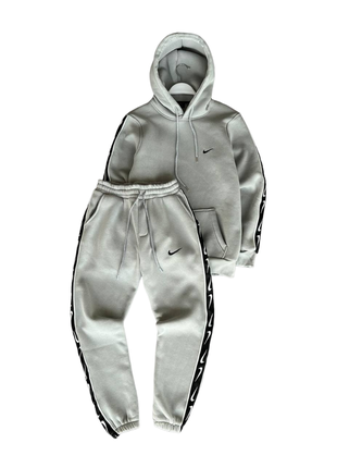 Мужской зимний костюм nike classic fleece gray.