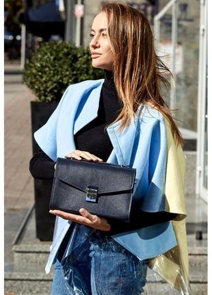 Жіноча шкіряна сумка-кросбоді lola темно-синя