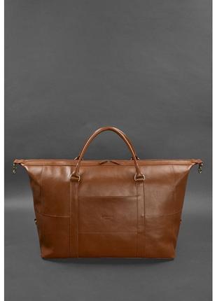 Шкіряна дорожня сумка світло-коричнева краст2 фото
