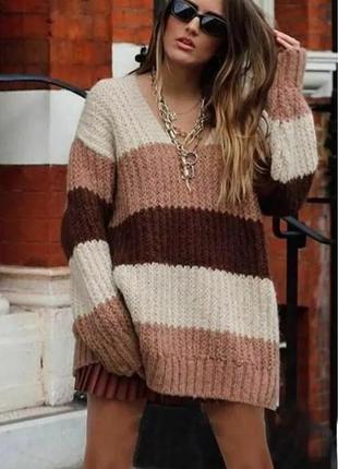 Стильний теплий пухнастий оверсвйз светр від zara10 фото