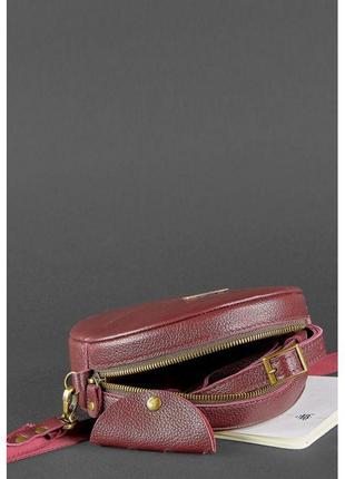 Круглая кожаная женская сумочка tablet марсала5 фото
