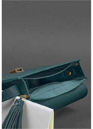 Кожаная женская бохо-сумка лилу зеленая4 фото