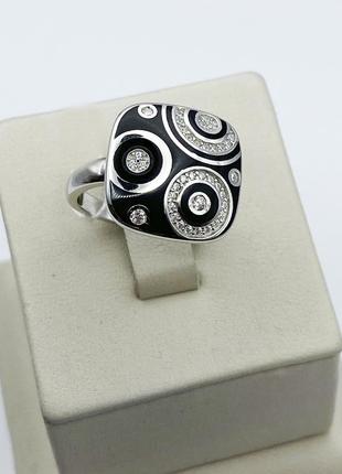 Кольцо серебряное с ювелирной эмалью 17,5 6,4 г
