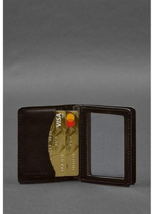 Кожаная обложка для водительского удостоверения, id и пластиковых карт 2.0 коричневая4 фото