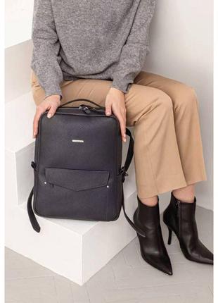 Кожаный городской женский рюкзак на молнии cooper темно-синий флотар