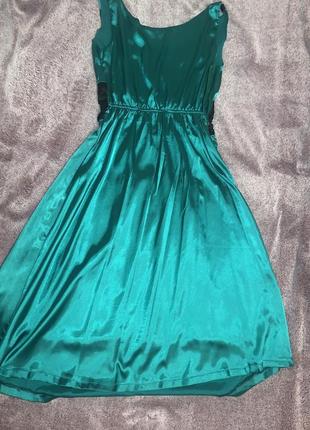 Изумрудное зеленое платье 42-48 размер s m l2 фото