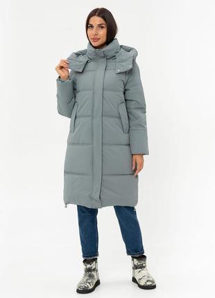 Жіноча подовжена зимова куртка стьобана з капюшоном тепле зимове пальто3 фото