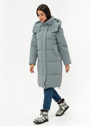 Жіноча подовжена зимова куртка стьобана з капюшоном тепле зимове пальто2 фото