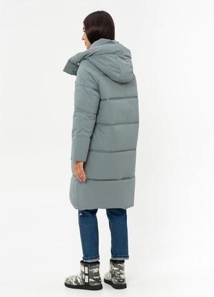 Жіноча подовжена зимова куртка стьобана з капюшоном тепле зимове пальто4 фото