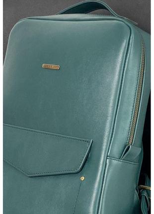 Кожаный женский городской рюкзак на молнии cooper зеленый краст4 фото