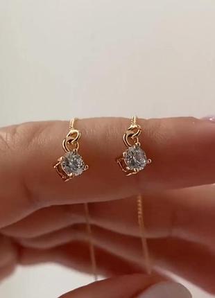 Сережки протяжки xuping родій позолота медичний сплав3 фото