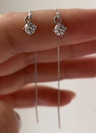 Сережки протяжки xuping родій позолота медичний сплав2 фото