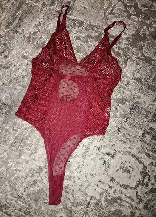 Шикарный кружевной боди кружевное белье бордо