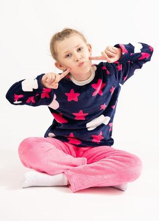 Пижама детская теплая на девочку, домашнняя одежда для сна зимняя