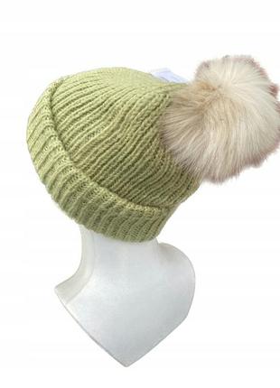 Новая теплая женская шапка topshop 🌙 casual pom ribbed beanie3 фото