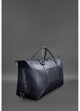 Кожаная дорожная сумка темно-синяя5 фото