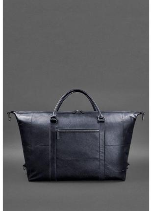 Кожаная дорожная сумка темно-синяя6 фото