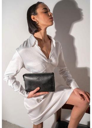 Кожаный млатч черный сафьян