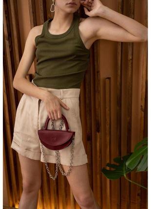 Женская кожаная мини-сумка сhris micro бордовая