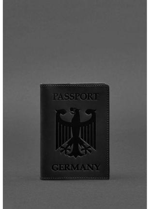 Шкіряна обкладинка для паспорта з гербом німеччини чорна crazy horse