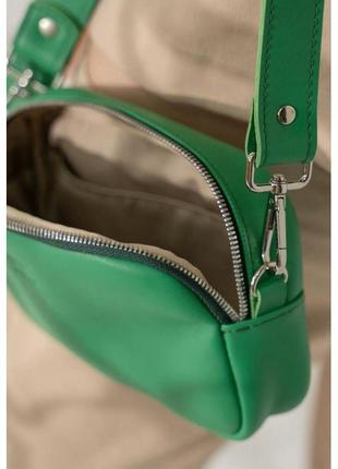 Женская кожаная сумка поясная/кроссбоди holly зеленая8 фото