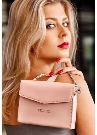 Женская кожаная сумка поясная/кроссбоди mini розовая7 фото