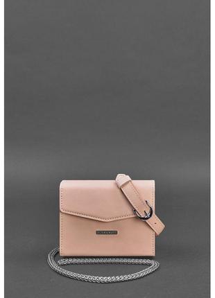 Женская кожаная сумка поясная/кроссбоди mini розовая3 фото