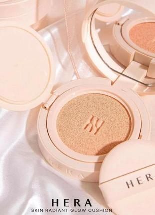 Люксовый кушон с сяючим фінішем hera skin radiant glow cushion spf40/pa++, 21n1, (5 gr)2 фото