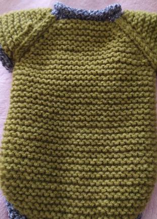 В'язаний напіввовняний светр для собак, колір — оливка1 фото